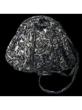 Vintage 90s Miriam Grey & Silver Abstract Pattern Genuine Leather Shoulder Bag